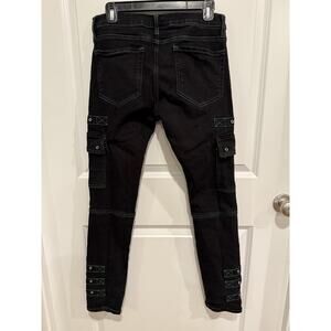 Social Collision Jeans 32x32 Unisex Black Green Stitching Silver Hardware Goth